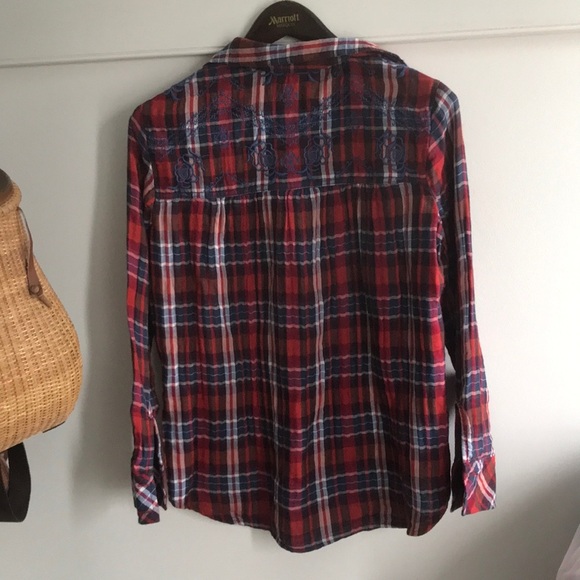 SALE XS Free People Magical Plaid oversized shirt - Picture 7 of 8